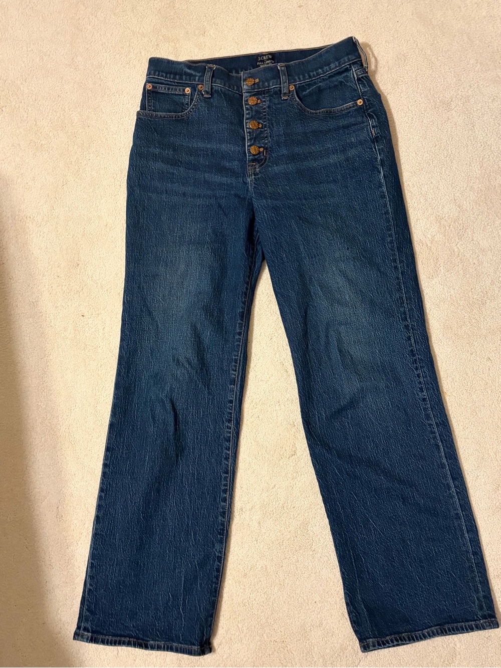J. Crew Full Length Wide-Leg Dark Blue Wash Jeans